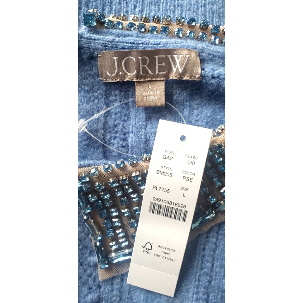 26. J.Crew Pointelle cable-knit crewneck with beaded collar - Picture 8 of 10